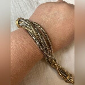 Twisted 3 Tone Toggle‎ Clasp Bracelet
